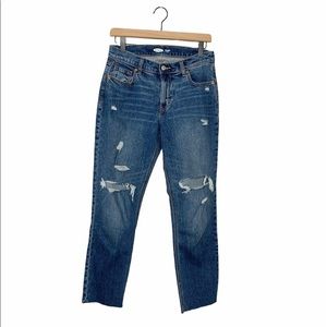 Old Navy Distressed Raw Hem Boyfriend Mid‎ Rise Jeans 2